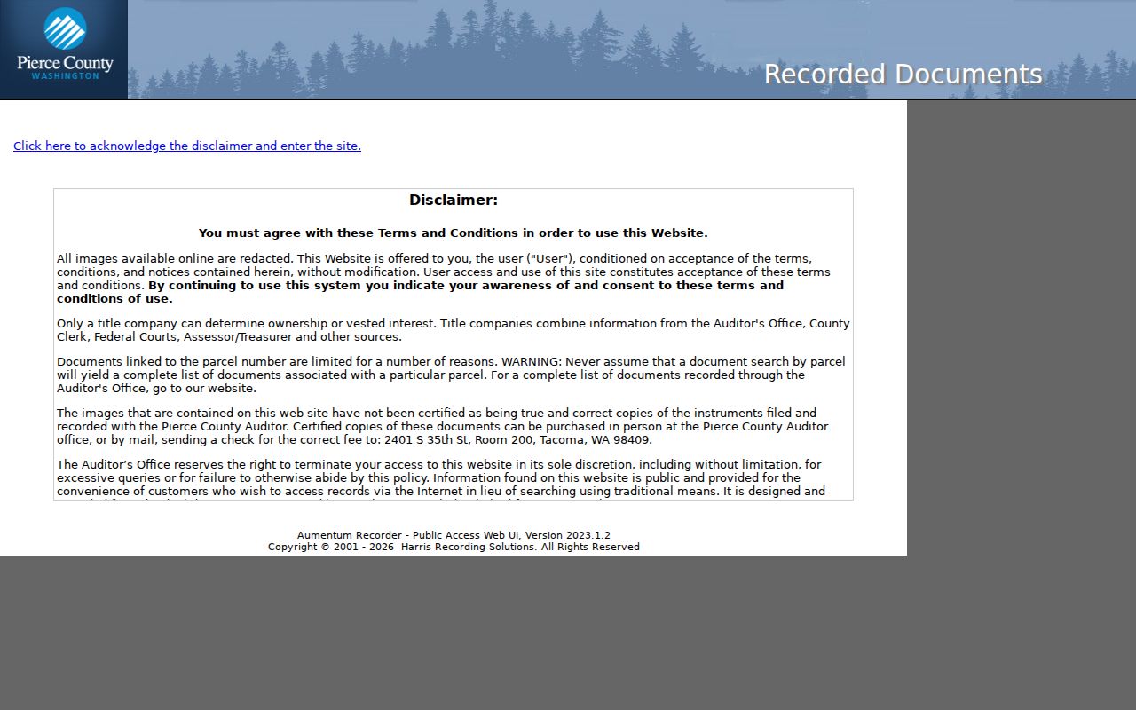 Frederickson people search through Pierce County ARMS records