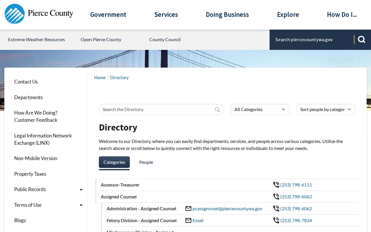 Frederickson people directories Pierce County staff search