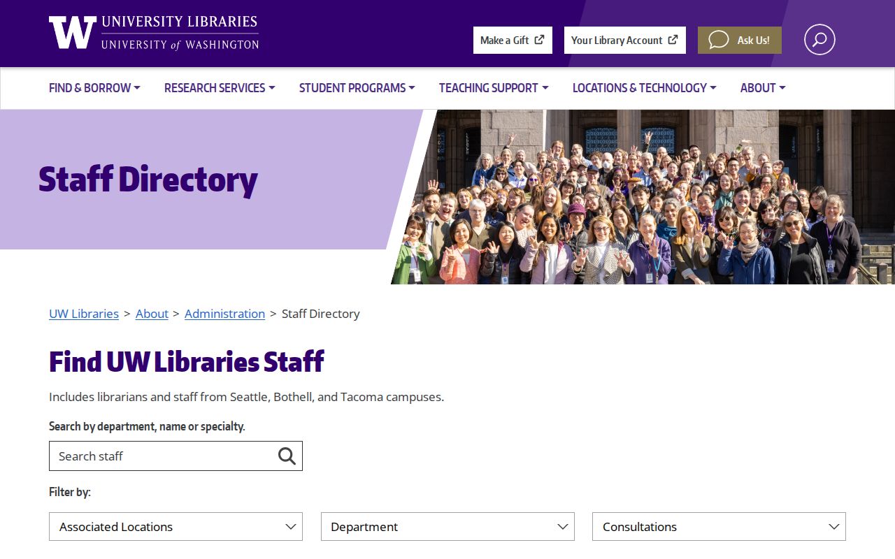 Frederickson people directories UW Libraries staff search