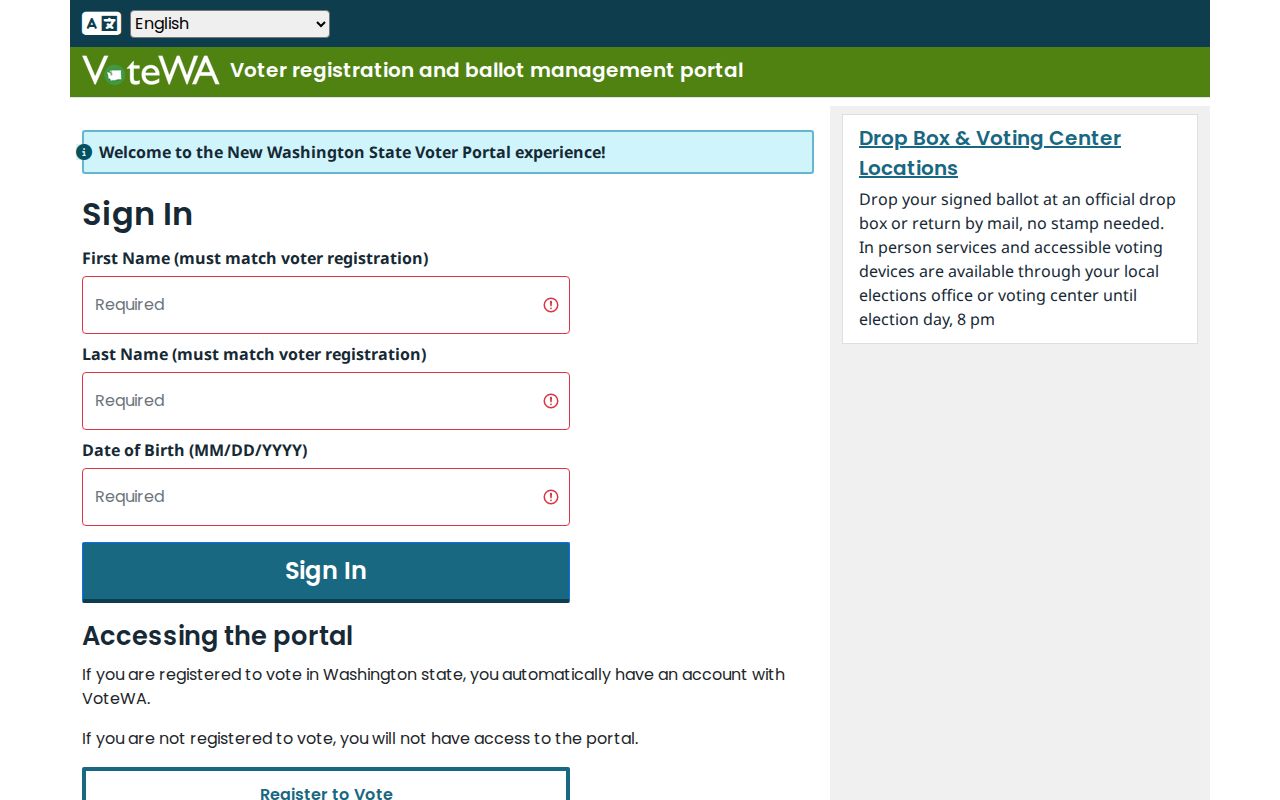Frederickson voter registration records VoteWA lookup
